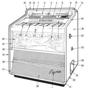 1973 Wurlitzer: Atlanta/ Carillon/ Lyric/ Tarock/ Hideaway – Service Manual (francais/anglais/allemande)