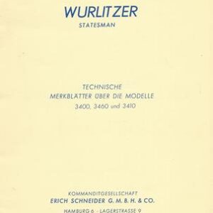 Wurlitzer 3400 Statesman – Service Manual (engl.) inkl. dt. Textteil